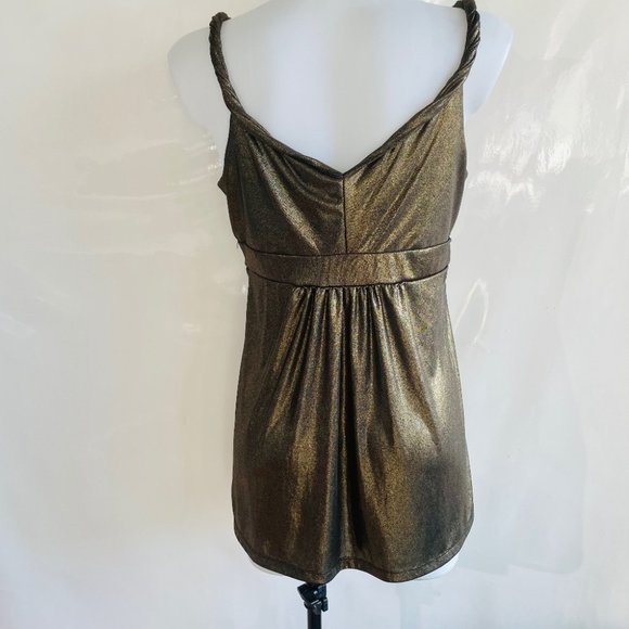 Studio Y Bronze Metallic Mini Dress Size Large - Picture 10 of 13